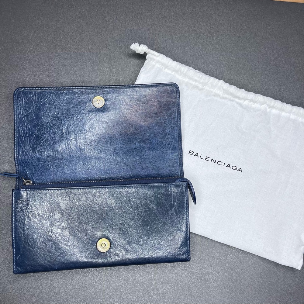 📌SOLD📌Balenciaga Navy Blue Leather Wallet With Dustbag - Picture 5 of 16